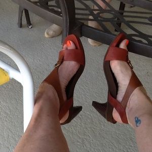 Brown Leather Aetrex Essence Heels 8.5 M